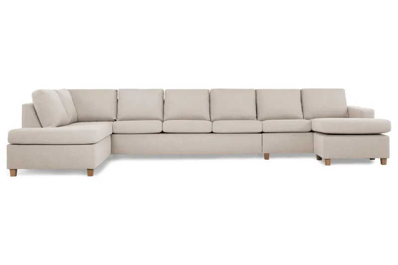 Crazy 6-sits Vänstervänd U-formad XX-Large Soffa med Divan och Schäslong i Tyg - Beige - Möbler - Soffa - U-soffa