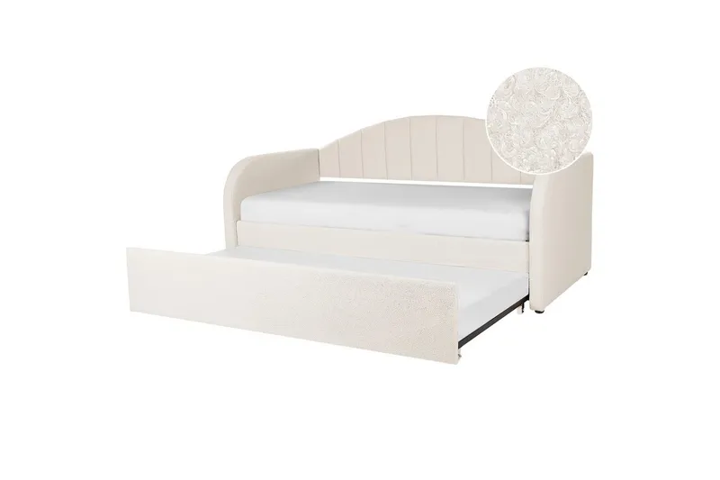 Dagbädd Eyburie med lamellram Beige, Bouclé - Beige, Bouclé - Möbler - Säng - Gästsäng & extrasäng - Utdragssäng