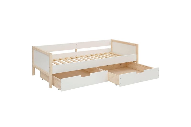 Dagbäddar utan rygg Loft24 Sängsoffa Square Line Vit,Natur - Möbler - Säng - Gästsäng & extrasäng - Utdragssäng