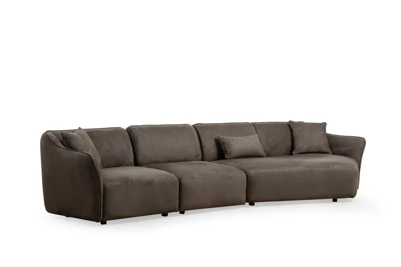 Damor Svängd Soffa 4-sits, Brun