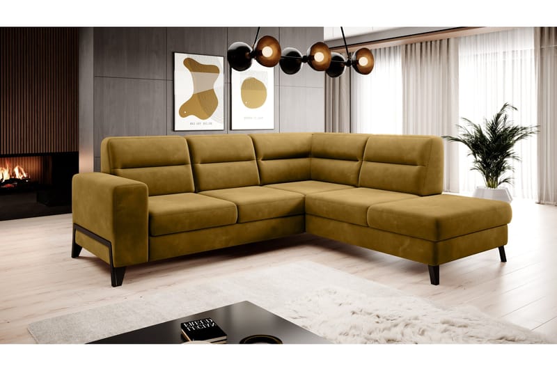 Anglika Soffa m. Schäslong 4-sits, Gul