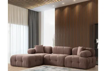 Belgin Bubblig Divansoffa 3-sits 315 cm med utfällbara armstöd och ryggstöd - Brun - Möbler - Soffa - Modulsoffor - Komplett modulsoffa