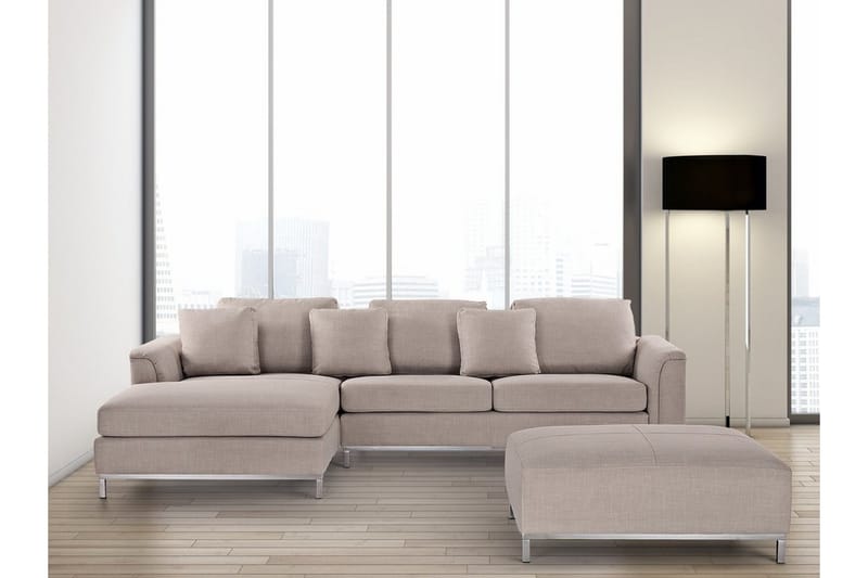 Dugard 4-sits Djup L-formad Hörnsoffa med Divan i Tyg, Beige