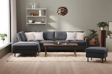 Peppe 4-sits Vänstervänd L-formad Schäslongsoffa i Tyg - Mörkgrå - Möbler - Soffa - Divansoffor & schäslongsoffa - 4 sits soffa med divan