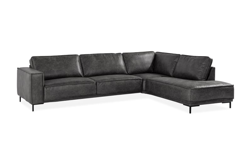 Akron 2,5-sits Soffa med Schäslong Höger Bondedläder - Mörkgrå - Möbler - Soffa - Skinnsoffor