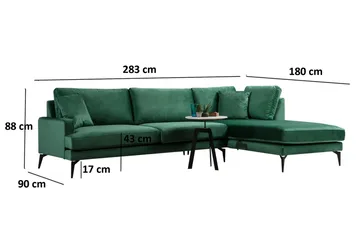 Andary Divansoffa - Grön/Svart - Möbler - Soffa - Divansoffor & schäslongsoffa