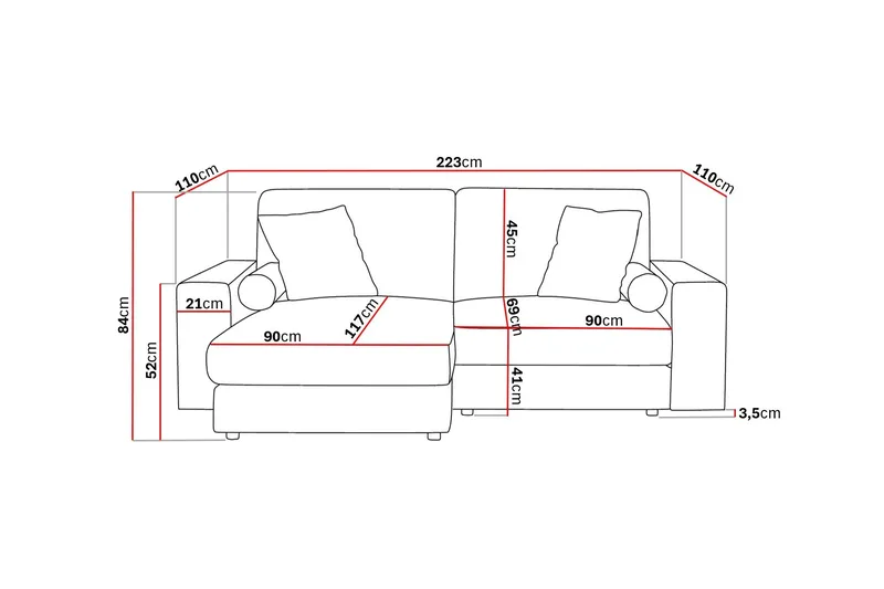Arken Lyx 3-sits Vändbar L-formad Djup Divansoffa i Manchester - Mörkbrun - Möbler - Soffa - Divansoffor & schäslongsoffa