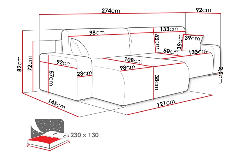 Barile Soffa med Divan 3-sits - Ljusgrå - Möbler - Soffa - Divansoffor & schäslongsoffa