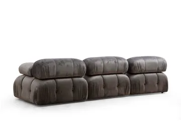 Belgin Bubblig Divansoffa 3-sits 288 cm med fasta armstöd och repdetaljer - Grå - Möbler - Soffa - Modulsoffor - Komplett modulsoffa