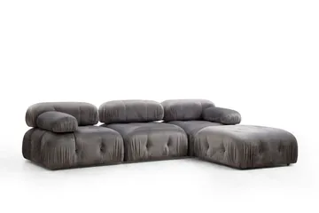 Belgin Bubblig Divansoffa 3-sits 288 cm med fasta armstöd och repdetaljer - Grå - Möbler - Soffa - Modulsoffor - Komplett modulsoffa