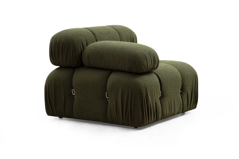 Belgin Bubblig Divansoffa 3-sits 288 cm med fasta armstöd och repdetaljer - Grön - Möbler - Soffa - Modulsoffor - Komplett modulsoffa