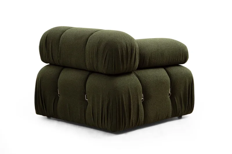 Belgin Bubblig Divansoffa 3-sits 288 cm med fasta armstöd och repdetaljer - Grön - Möbler - Soffa - Modulsoffor - Komplett modulsoffa