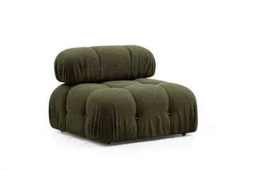 Belgin Bubblig Divansoffa 3-sits 288 cm med fasta armstöd och repdetaljer - Grön - Möbler - Soffa - Modulsoffor - Komplett modulsoffa
