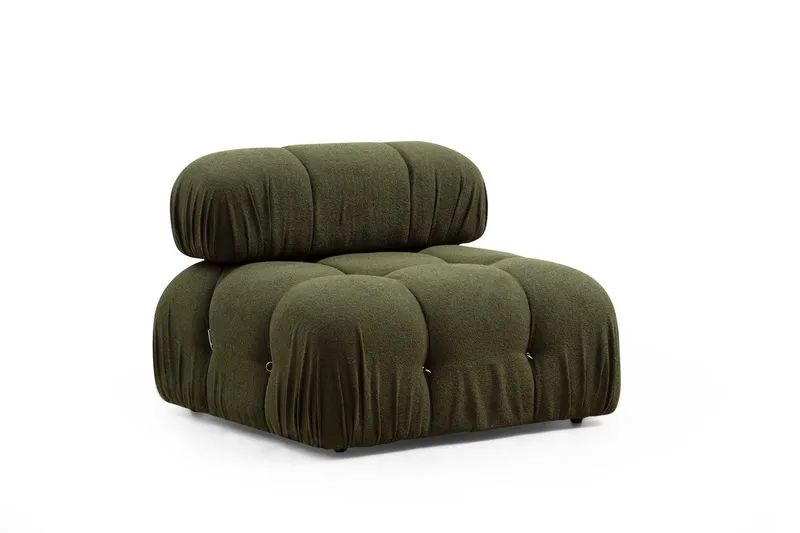 Belgin Bubblig Divansoffa 3-sits 288 cm med fasta armstöd och repdetaljer - Grön - Möbler - Soffa - Modulsoffor - Komplett modulsoffa