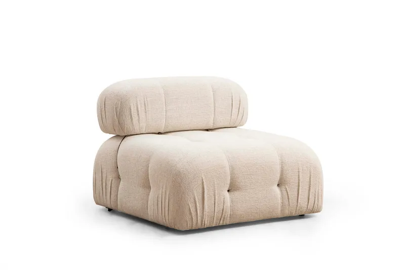 Belgin Bubblig Divansoffa 3-sits 288 cm med fasta armstöd och repdetaljer - Ljus / Beige - Möbler - Soffa - Modulsoffor - Komplett modulsoffa