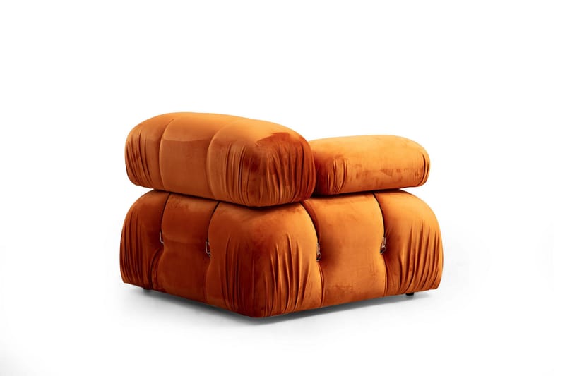 Belgin Bubblig Divansoffa 3-sits 288 cm med fasta armstöd och repdetaljer - Orange - Möbler - Soffa - Modulsoffor - Komplett modulsoffa