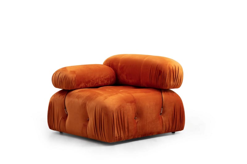 Belgin Bubblig Divansoffa 3-sits 288 cm med fasta armstöd och repdetaljer - Orange - Möbler - Soffa - Modulsoffor - Komplett modulsoffa