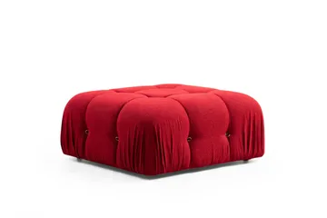 Belgin Bubblig Divansoffa 3-sits 288 cm med fasta armstöd och repdetaljer - Röd - Möbler - Soffa - Modulsoffor - Komplett modulsoffa