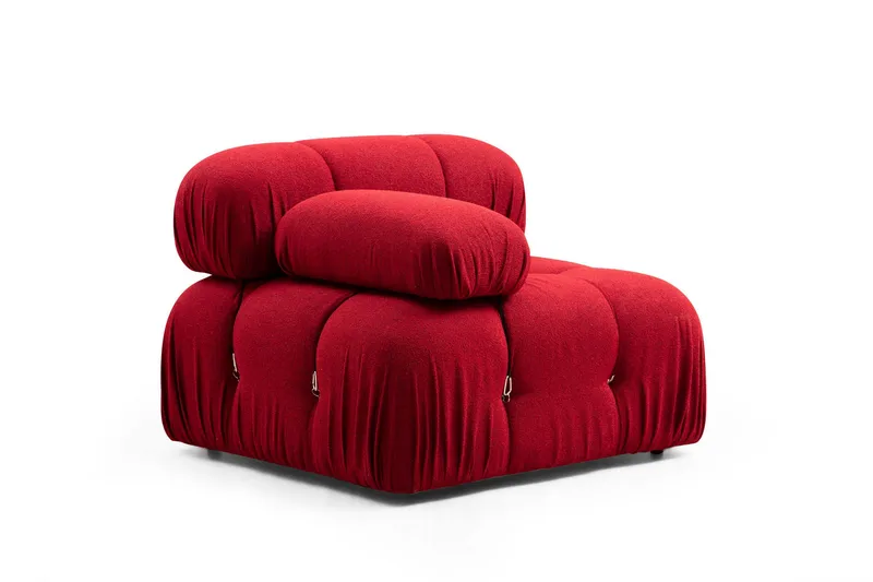 Belgin Bubblig Divansoffa 3-sits 288 cm med fasta armstöd och repdetaljer - Röd - Möbler - Soffa - Modulsoffor - Komplett modulsoffa