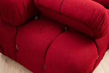 Belgin Bubblig Divansoffa 3-sits 288 cm med fasta armstöd och repdetaljer - Röd - Möbler - Soffa - Modulsoffor - Komplett modulsoffa