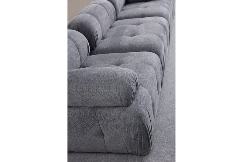 Belgin Bubblig Divansoffa 3-sits med fasta armstöd - Grå - Möbler - Soffa - Modulsoffor - Komplett modulsoffa