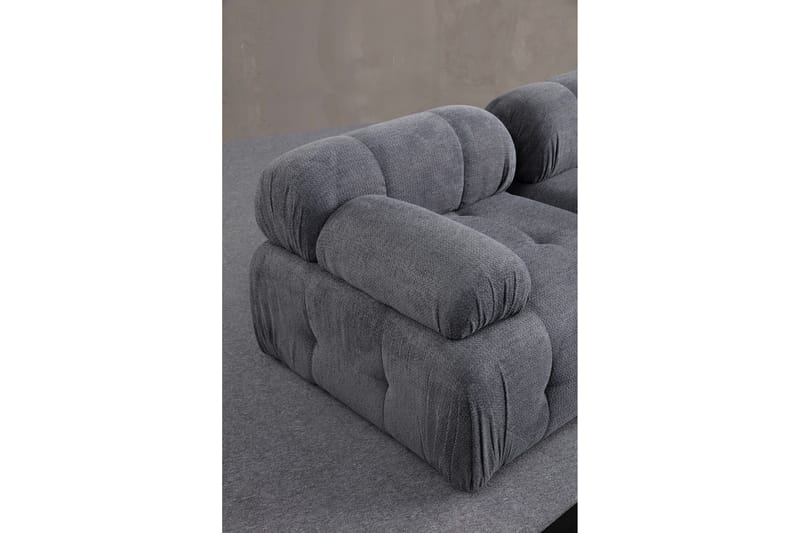 Belgin Bubblig Divansoffa 3-sits med fasta armstöd - Grå - Möbler - Soffa - Modulsoffor - Komplett modulsoffa
