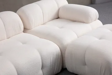 Belgin Bubblig Divansoffa 3-sits med fasta armstöd - Vit - Möbler - Soffa - Modulsoffor - Komplett modulsoffa