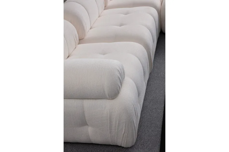 Belgin Bubblig Divansoffa 3-sits med fasta armstöd - Vit - Möbler - Soffa - Modulsoffor - Komplett modulsoffa