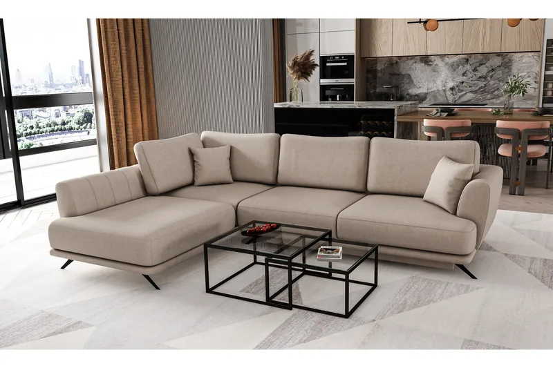 Buckmeier 3-sits Soffa med Schäslong Vänster - Beige - Möbler - Soffa - Divansoffor & schäslongsoffa