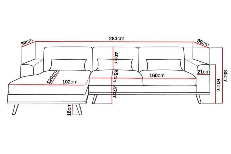 Copenhagen 4-sits Vänstervänd L-formad Divansoffa i Manchester - Mörkgrön - Möbler - Soffa - Divansoffor & schäslongsoffa