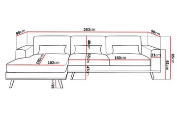Copenhagen 4-sits Vänstervänd L-formad Divansoffa i Sammet - Blå - Möbler - Soffa - Divansoffor & schäslongsoffa