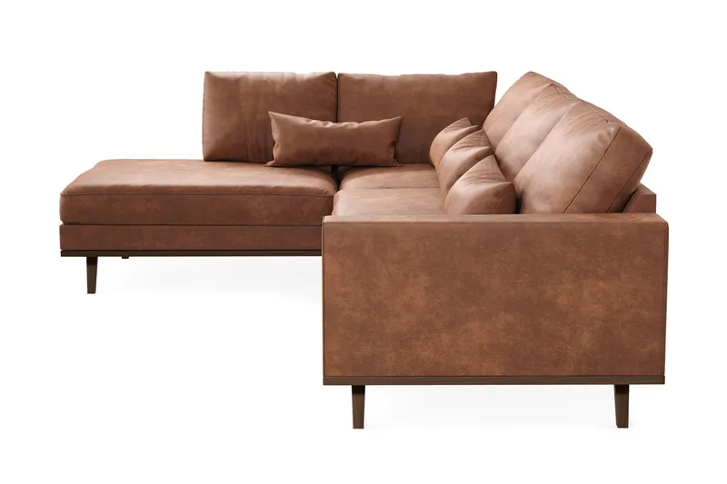 Copenhagen 4-sits Vänstervänd L-formad Schäslongsoffa i Konstläder - Brun - Möbler - Soffa - Divansoffor & schäslongsoffa
