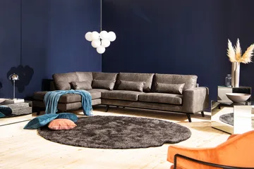 Copenhagen 4-sits Vänstervänd L-formad Schäslongsoffa i Konstläder - Mörkgrå - Möbler - Soffa - Divansoffor & schäslongsoffa