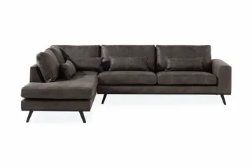 Copenhagen 4-sits Vänstervänd L-formad Schäslongsoffa i Konstläder - Mörkgrå - Möbler - Soffa - Divansoffor & schäslongsoffa