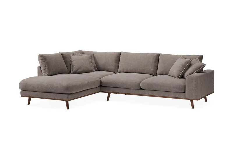 Copenhagen Premium 4-sits Vänstervänd L-formad Djup Schäslongsoffa i Tyg - Brun - Möbler - Soffa - Divansoffor & schäslongsoffa