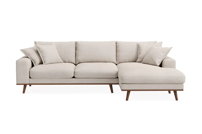 Copenhagen Premium 4-sits Högervänd L-formad Djup Divansoffa i Tyg, Beige