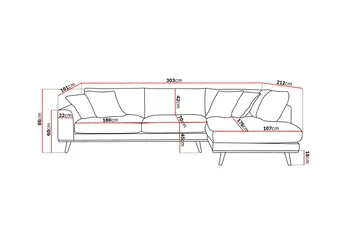 Copenhagen Premium 4-sits Högervänd L-formad Djup Schäslongsoffa i Tyg - Mörkbrun - Möbler - Soffa - Divansoffor & schäslongsoffa