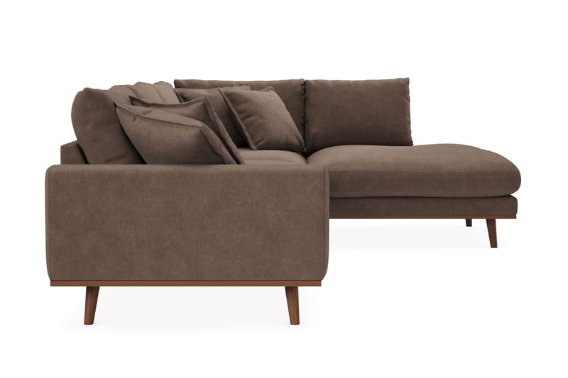 Copenhagen Premium 4-sits Högervänd L-formad Djup Schäslongsoffa i Tyg - Mörkbrun - Möbler - Soffa - Divansoffor & schäslongsoffa
