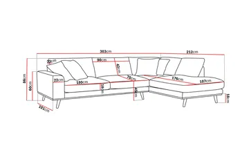 Copenhagen Premium 4-sits Högervänd L-formad Djup Schäslongsoffa i Tyg - Ljusbrun - Möbler - Soffa - Divansoffor & schäslongsoffa