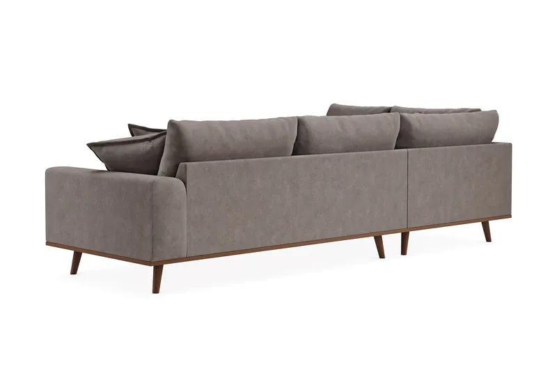 Copenhagen Premium 4-sits Vänstervänd L-formad Djup Schäslongsoffa i Tyg - Brun - Möbler - Soffa - Divansoffor & schäslongsoffa