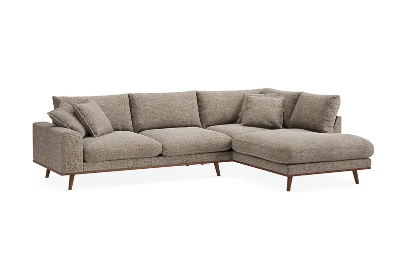 Copenhagen Premium 4-sits Högervänd L-formad Djup Schäslongsoffa i Chenille - Brun - Möbler - Soffa - Divansoffor & schäslongsoffa