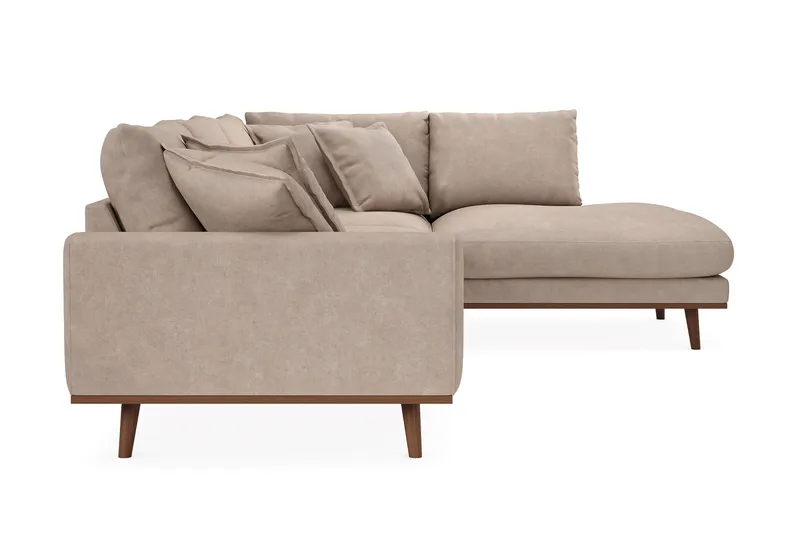Copenhagen Premium 4-sits Högervänd L-formad Djup Schäslongsoffa i Tyg - Ljusbrun - Möbler - Soffa - Divansoffor & schäslongsoffa