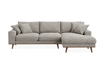 Copenhagen Premium 4-sits Högervänd L-formad Djup Divansoffa i Chenille - Grå - Möbler - Soffa - Divansoffor & schäslongsoffa