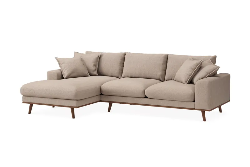 Copenhagen Premium 4-sits Vänstervänd L-formad Djup Divansoffa i Tyg - Ljusbrun - Möbler - Soffa - Divansoffor & schäslongsoffa