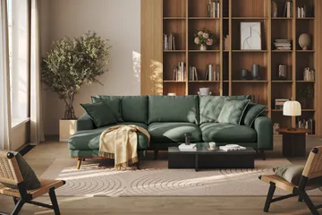 Copenhagen Premium 4-sits Vänstervänd L-formad Djup Divansoffa i Tyg - Grön - Möbler - Soffa - Divansoffor & schäslongsoffa