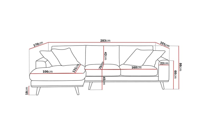 Copenhagen Premium 4-sits Vänstervänd L-formad Djup Divansoffa i Tyg - Grön - Möbler - Soffa - Divansoffor & schäslongsoffa