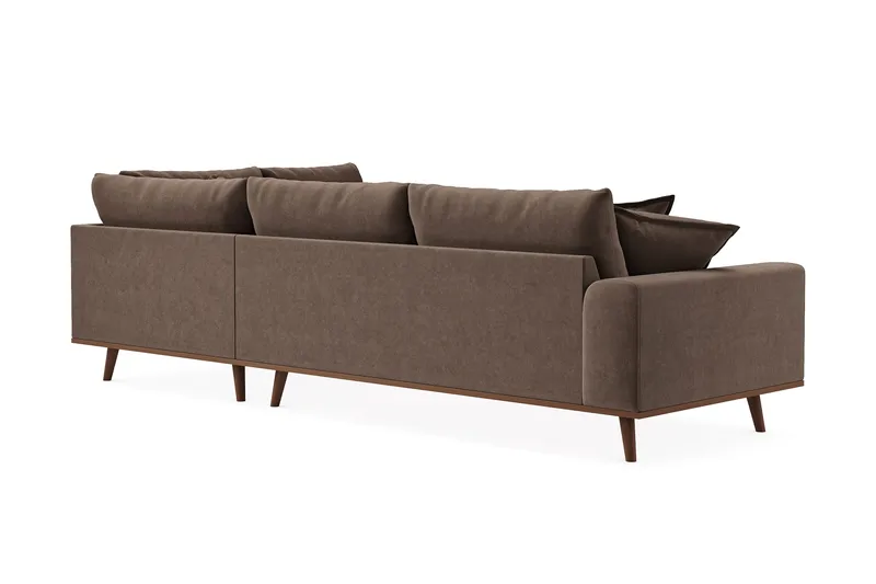 Copenhagen Premium 4-sits Högervänd L-formad Djup Schäslongsoffa i Tyg - Mörkbrun - Möbler - Soffa - Divansoffor & schäslongsoffa