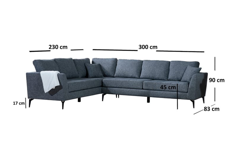 Destinye Hörnsoffa med Divan Vänster - Grå - Möbler - Soffa - Hörnsoffa