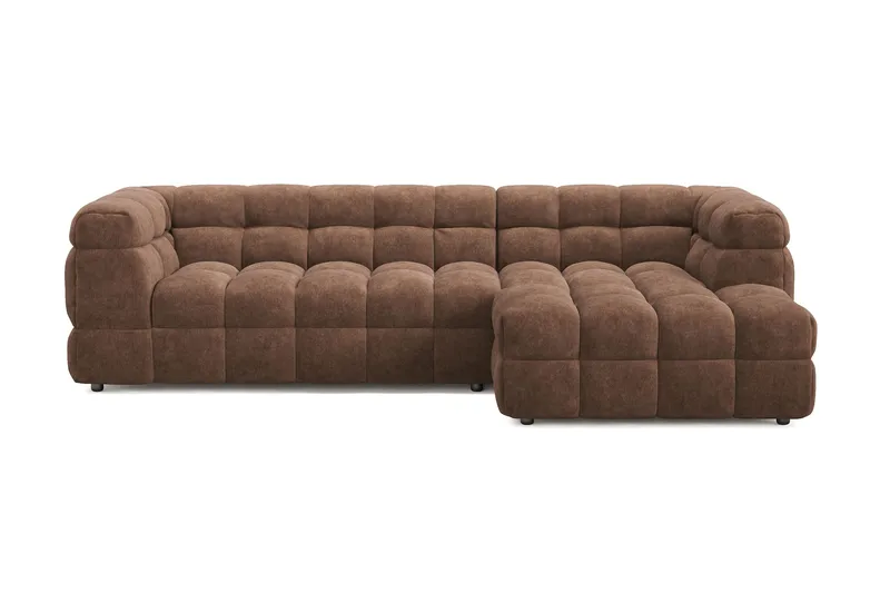 Elise 4-sits Bubblig Soffa med Divan Höger - Brun - Möbler - Soffa - Divansoffor & schäslongsoffa
