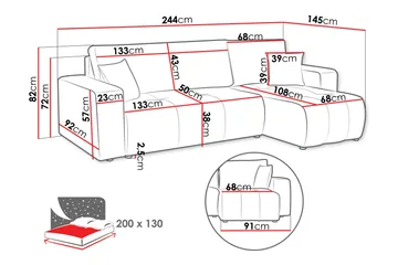 Flo Bäddsoffa med Divan 3-sits - Orange - Möbler - Soffa - Divansoffor & schäslongsoffa